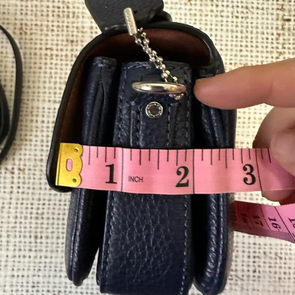 Coach Refined Pebble Leather Cassie Crossbody 17 in Navy with Silver hw - Picture 10 of 13